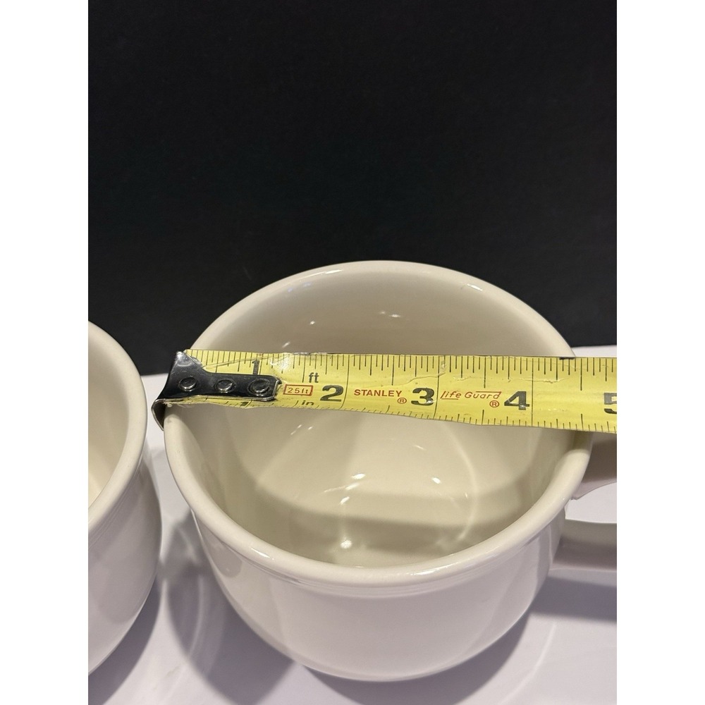 Fishs Eddy White Coffee Mugs Set of 2 Oversized 4" Restaurant Ware Cups - Picture 6 of 7